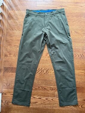 TWILLORY Technical Fabric Pants Performance Golf Preppy Green Stretch Sporty 33